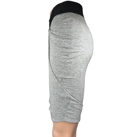 Allsaints Gray Black Elastic Waist Stretch Draped Career Pencil Mini Skirt Sz 2 - Picture 2 of 6